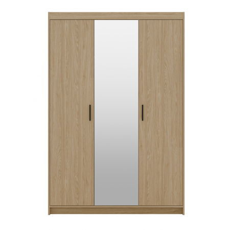 Szafa trzydrzwiowa z lustrem 133 cm uchylna TRINO dąb olejowany